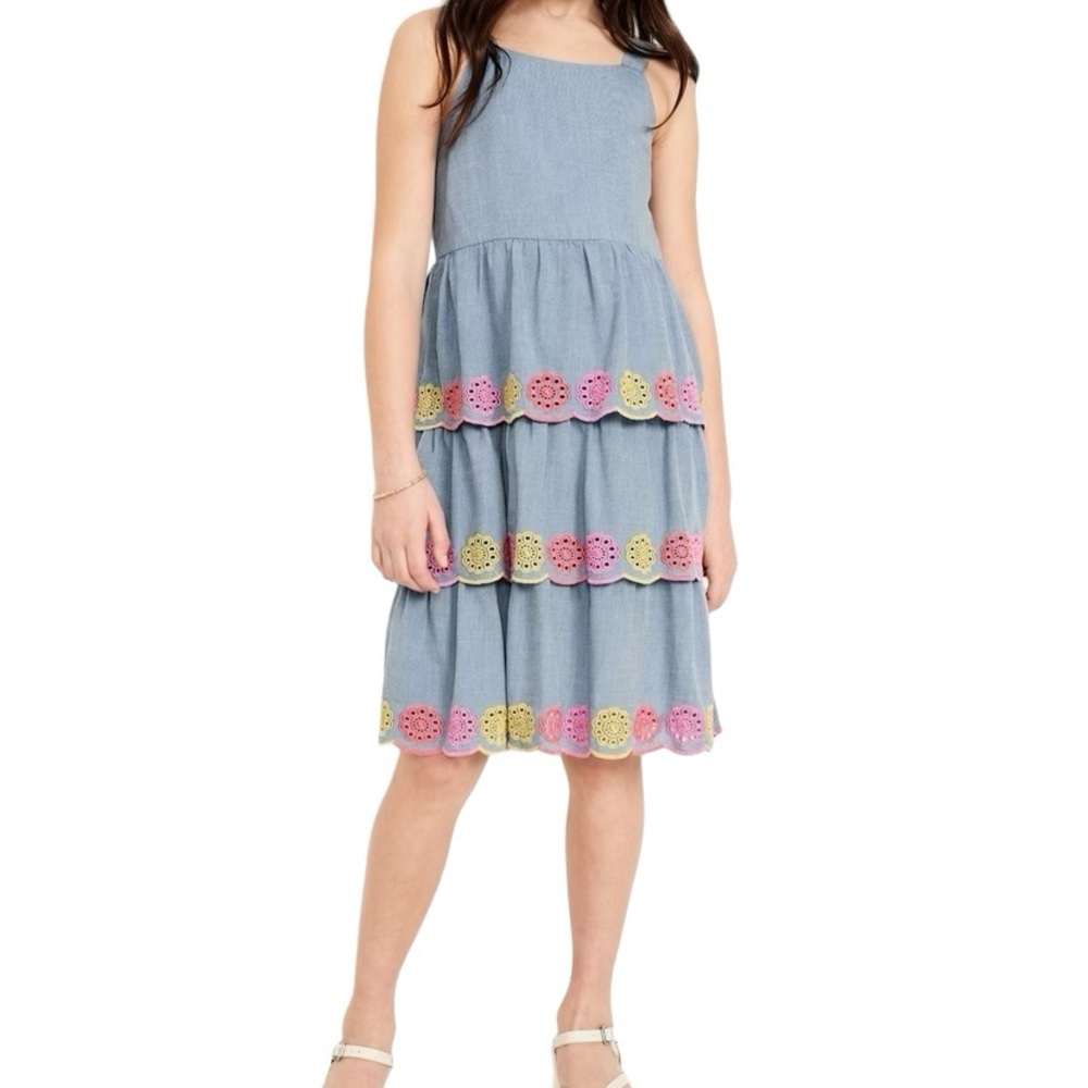 Old Navy Sleeveless Tiered Eyelet Dress for Girls Size Large